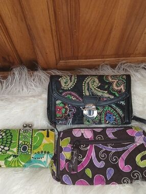 Vera Bradley Paisley/ Floral  Wallets & Wristlets LOT Of 3